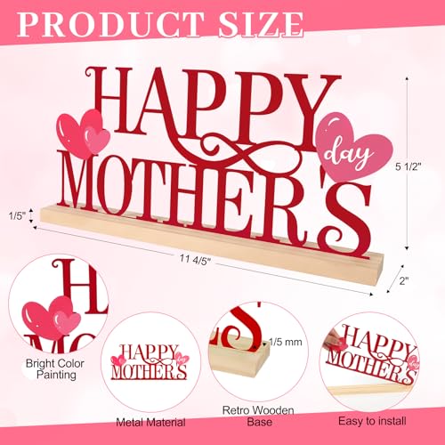 COCHIE Metal Happy Mother's Day Sign, Mothers Day Decorations for Home, Shelf, Mantel, Indoor, Mothers Day Gifts for Mom from Daughter Son, Mother Day Table Top Party Decoration (Mother's Day) - style: Mother's Day