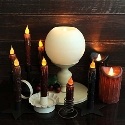 CVHOMEDECO. Real Wax Hand Dipped Battery Operated LED Timer Taper Candles Country Primitive Flameless Lights Décor, 6-3/4 Inch, Matt Black, 3 PCS in a Package - color: Matt Black 3 Pcs