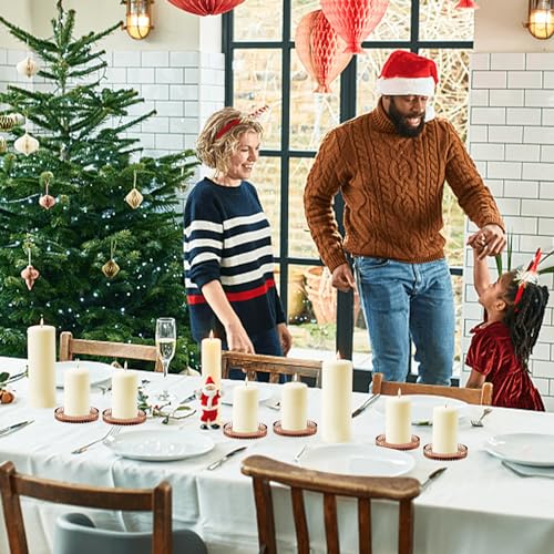 Glass Pillar Candle Holder, 4" Candle Plates Set of 6, Glass Candle Holders for Wedding, Party, Holiday, Home Decor, Table Centerpiece - color: Reddishbrown, size: 6 pcs