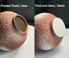 GeLive Round Hammered Finish‌ Rustic Pottery Vase, Handmade Ceramic Flower Vase for Home Decor, Farmhouse Centerpiece Moon Jar Vase (Brown, 7inch)‌