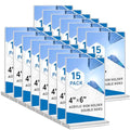 Acrylic Sign Holder 4x6, 15 Pack Clear Double Sided Menu Vertical Display Stand, Desktop Paper Holder Suitable for Restaurants, Office, Store, Show Fair - color: Vertical 15 Pack 4x6
