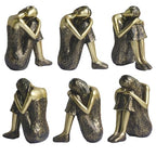 Pigort Rustic Gold Thinker Statue Abstract Sculpture - Collectible Woman Figurine Art Home Office Bookshelf Decorative Objects Desktop Decor for Women, 4.6 x 3.7 x 2.6 inches