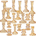 Mumufy 20 Pcs Glass Crystal Taper Candle Holders Clear Glass Candlestick Holder Fit 0.8 Inch Candles Crystal Decorative Candle Stand Centerpiece Table Wedding Dining Party (Gold) - color: Gold