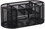 Amazon Basics Mesh Desk Organizer with Pen Holder, Pullout Drawer and Office Caddy Storage, 9.25" x 4.53" x 3.94", Black - style: Desk Organizer