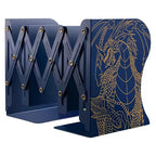 Dragon Bookends, Adjustable Bookends, Unique Book Holders for Shelves, Metal Book Ends for Heavy Books, Non-Skid Book Stander for Desk, Shelf, Office, Stationery Gift (Blue 2) - color: Blue 2