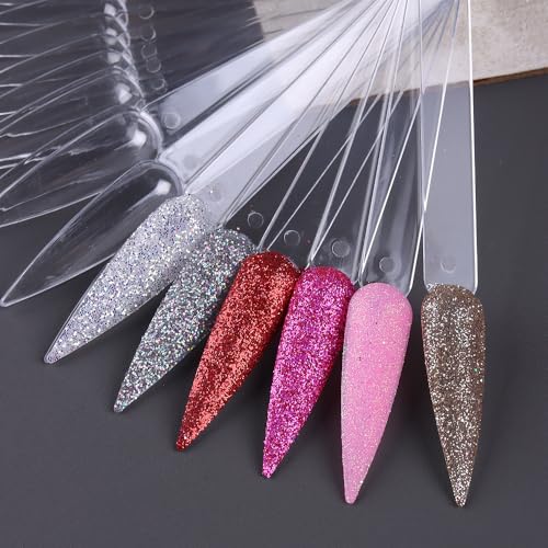150 Pcs Nail Swatch Sticks with Ring, Clear Pointed Shaped Nail Art Polish Display Tips, Stiletto False Nail Sample Sticks, Nail Practice Color Display Board Manicure Home DIY Salon Supplies - color: Clear Stiletto Shaped