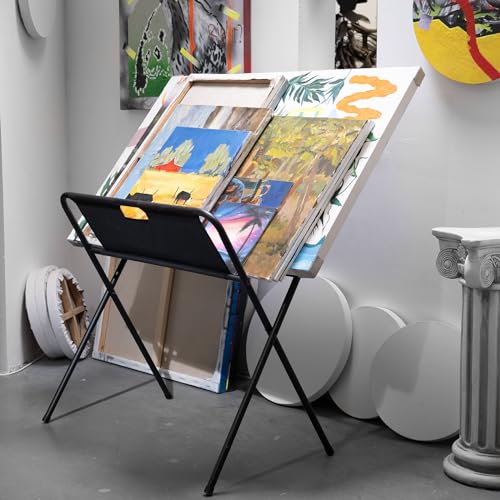 MEEDEN Canvas Print Rack, Folding Metal Print Rack, Art Drying Rack, Portable Art Storage Rack, Display for Poster Stand, Canvas, Panels, Artworks - Large - size: Large