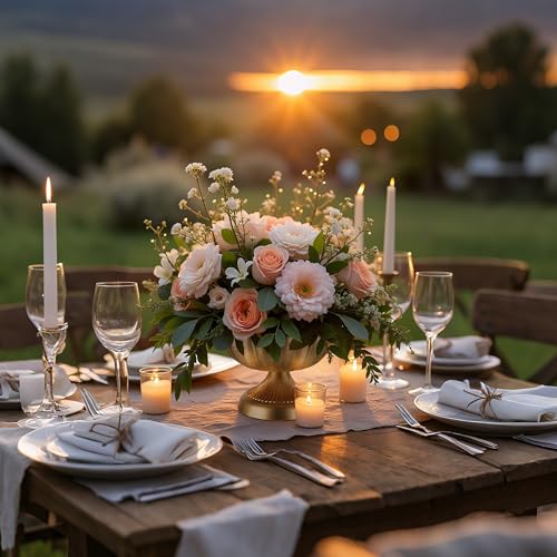 10 Pcs Compote Bowl Vases for Centerpieces Urn Vase, Metal Small Pedestal VaSe Gold Pot, Flower Arrangement for Wedding Anniversary Party Home Decor - color: 10 Pcs Golden
