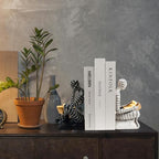 Heavy Duty Book Ends for Shelves, Thinker Decorative Bookends for Heavy Books, Unique Book Stoppers to Hold Book, Bookshelf Accessories, Modern Home Office Decor Aesthetic Black & White - style: Readers