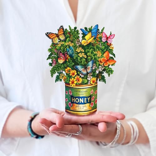 Freshcut Paper Pop Up Cards, Mini Buttercups & Butterflies, 6 Inch Life Sized Forever Flower Bouquet 3D Popup Greeting Card, Birthday Cards, Thank You Card, Blank Notecard & Envelope - color: Butterflies & Buttercups, size: Mini