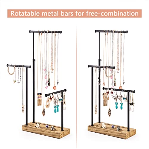 SRIWATANA Jewelry Organizer Stand, Extra Tall Necklace Holder Jewelry Holder, Gift Idea (Carbonized Black & Black) - color: carbonized black and black