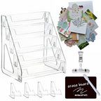 5-Tier Clear Acrylic Display Stand | No-Tool Snap-On Assembly | Portable Holder for Graded Sports Cards (PSA/BGS/SGC Slabs), Stickers, Stamps | Tabletop Organizer for Vendor Events, Retail Stores