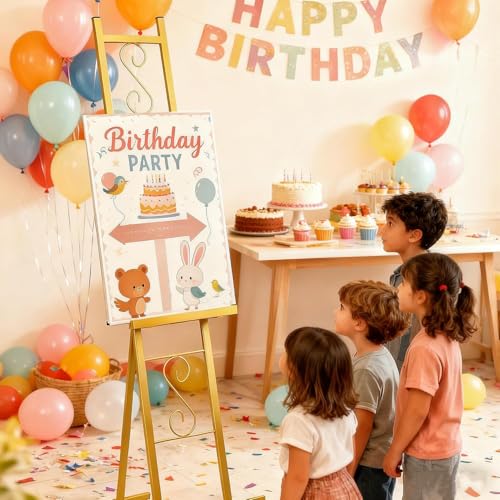 2 Pack Gold Easel Stand for Sign, Adjustable Metal Easels with Chain Support, Welcome Sign Stand for Painting, Display, Poster Picture, Wedding Sign (17" x 17" x 58") - style: 2pack-Gold