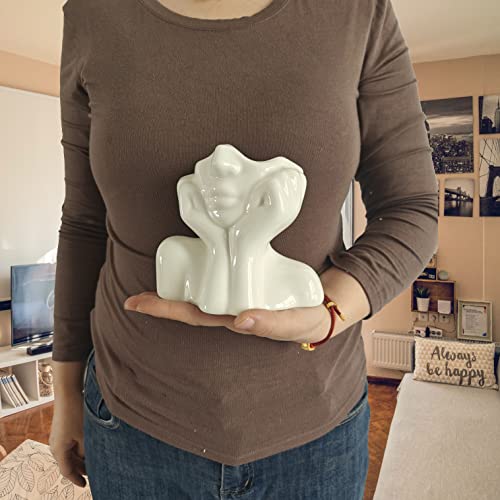 Face Vase Unique Ceramic Vase for Room,Office,Home Decor,White,A - style: White-A
