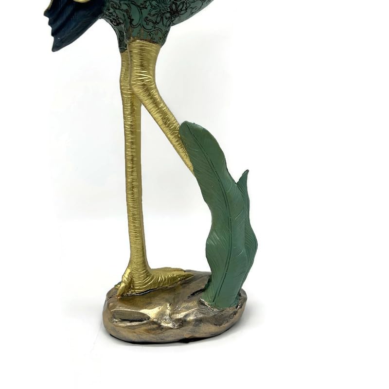 Set of 2 Blue and Gold Crane Figurines – Elegant Decorative Bird Statues for Home Décor, 17” and 14” Tall Crane Sculptures, Luxury Animal Figurines for Living Room, Office, or Gift