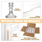 6 Set Hurricane Glass Candle Holders for Taper Candles, Vertical Striped Candlestick Holders with Windproof Glass Tubes 13.4" H for Wedding, Dinner Table Centerpieces, Festival and Party Decor - size: 3.3"D-13.4"H -6pcs+6pcs Striped Candlestick Holder
