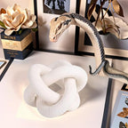 3 Link Hand Carved Wood Knot, Wood Chain Link Decor, Rustic Decorative Objects for Home, Living Room, Bedroom, Coffee Table, Modern Farmhouse Shelf Decor (White)