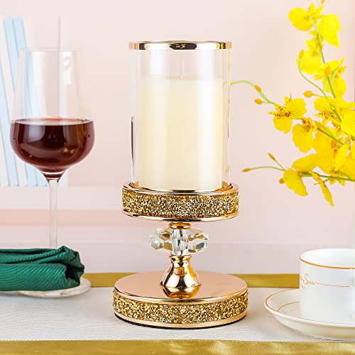 Candle Holder, Pillar Candle Holders, Crystal Candlesticks Holder for Wedding, Parties, Events, Chirstmas,Home Decor, Table Centerpieces CH028D (S) - size: Gold ( S )
