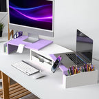 Simple Houseware Desk Dual Monitor Stand Riser with Drawer, Purple - color: Purple