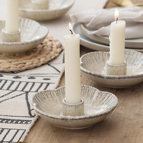 Ceramic Candlestick Holder， Candle Holder for Taper Candles,Incense, Santo Palo, Halloween Christmas Wedding Parties, Dining Room Home Decoration Display - Camel - color: Camel