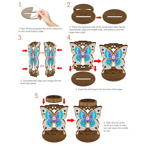 ARTopet 2Pcs DIY Diamond Art Painting Candlestick Holders Wooden Desk Candle Holder Ornament Double Sided Diamond Tabletop Ornaments for Home Decor-01 - color: 2pcs-01