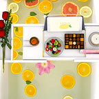Bathtub Caddy Tray for Luxury Bath - Bamboo Waterproof Expandable Bath Table Over Tub with Wine and Book Holder and Free Soap Dish (White) - color: White