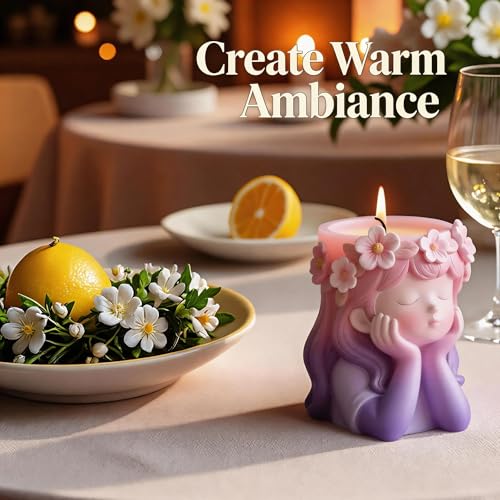1Pc Cute Girl Resin Casting Mold 3D Flower Crown Head Silicone Mold for Epoxy Succulents Planter Pen Holder Candle Making Concrete DIY Craft Home Decor Handmade Gifts Easy Demold - color: Girl Resin Mold