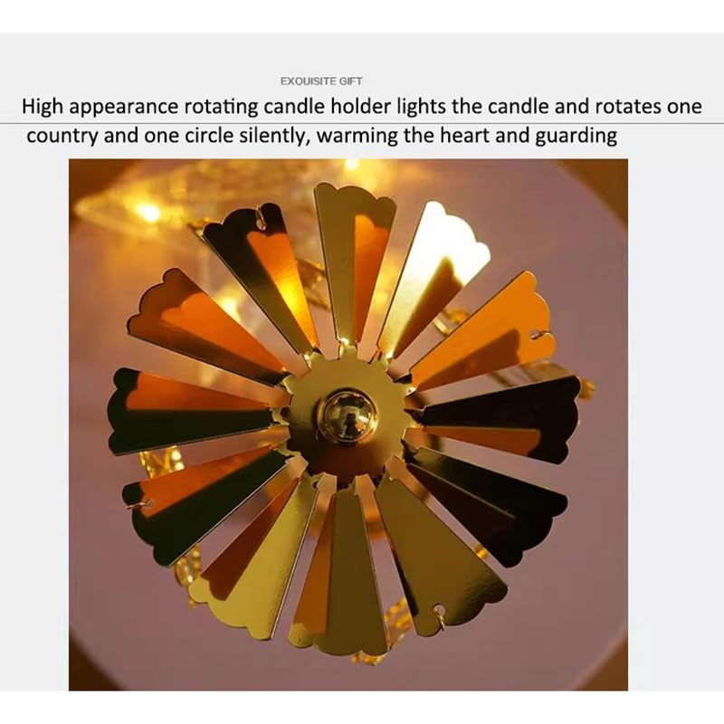 Self Rotary Candle Holder, Metal Spinning Tea Light Holders Automatic Rotating, Romantic Aroma Tea Candle Round Holder, Unicorn, Snowflower, Kids, Leather Candle Holder (Snowflower) - color: Snowflower