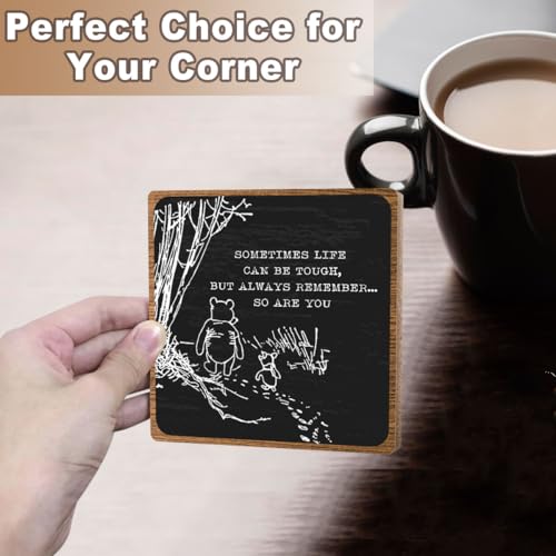 Winnie Inspirational Desk Sign Pooh, Cute Inspirational Gifts for Women Men, Friends Family Apart Gifts, Sympathy Keepsake, Motivational Table Desk Cubicles Accessories Decorations - style: Inspirational Sign 01