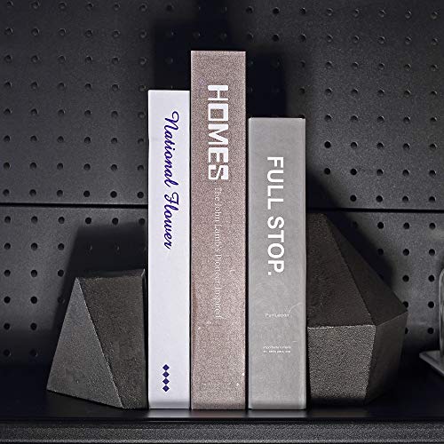 Decorative Bookends, Heavy Duty Cast Iron, Art Shelf Decor, Geometry Abstract Theme (Black) by Ambipolar - color: Antique Black