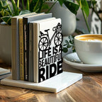 Peacoblue Metal Bookends for Shelves, Modern Decorative Heavy Duty Study Book Support Stoppers for Office, Desk, Shelf, Room 5.3"x4.3"x7.9" Cast Iron Simple Tall Bookends, 1 Pair (Bicycle) - style: Bicycle