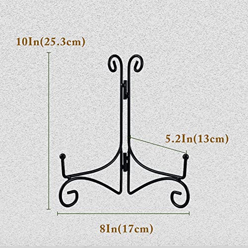 SVENJBB Black Iron Plate Stand, 10 Inch Plate Holder for Display, Small Metal Plate Display Stands for Cookbook, Picture Frame, Photo, Decorative Plates (10 Inch, 1 Pack)