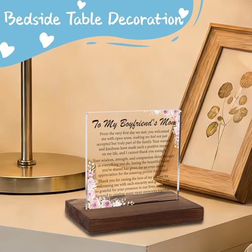 Heartfelt Gratitude Acrylic Plaque Gift, Precious Gift for Boyfriend's Mom, Sentimental Future Mother-In-Law Appreciation Decor, Keepsake with Wooden Stand, XXD193 - style: Boyfriend's Mom
