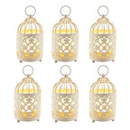 JHY DESIGN 6 Pcs Wedding Centerpieces 5.5 inch Height Small Metal Candle Stick Holder Hanging Birdcage Tealight Lantern Hollow Candle Holders for Table Valentine Patio Indoor Outdoor (Cream White) - color: Cream White
