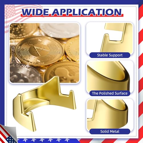 Yaocom 4 Pcs 1.69 Inch Metal Challenge Coin Display Stand Military Coin Holder Medallion Token Holder for Veterans Collectors Fits 2 Inches and up Coins Medals Pocket Watches(Gold) - color: Gold