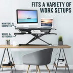 TechOrbits Standing Desk Converter-32-inch Height Adjustable, MDF Wood, Sit Riser-Black, 32" - size: 32" MDF Wood