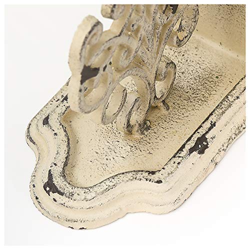Heavy Duty Book Ends Set of 2, Medallions Decorative Bookends, Cast Iron Book Ends for Shelves, Shabby Chic White.