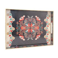 15.8" x 11.8" Black Plastic Serving Tray with Handles, Bohemian Folk Art Bird & Mandala Pattern with Gold Trim, for Ottoman, Coffee Table, Vanity - color: Bohemian Folk Art Bird & Mandala Pattern