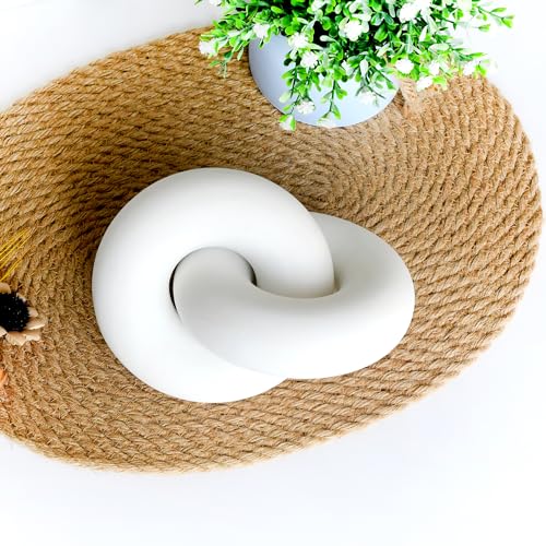 Wood Knot for Coffee Table Wood Link Chain Decor Shelf Decorations, Modern Farmhouse Bookshelf Decorative Objects - color: White-1 Pack