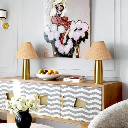 Brass Gold Rattan Table Lamp for Bedroom, Modern Wicker Lamps for Bedside Nightstand, Small Table Rattan Shape Lamps for Small Spaces for Kitchen Counter, Home Office, Living Room, Kids Dorm - color: Gold