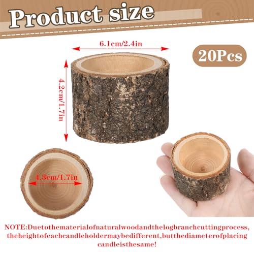 SHENLIU 20 PCS Wooden Tea Light Candle Holders, Rustic Wood Votive Candle Holders, Rustic Wood Votive Candles Holder for Table Decoration Vintage Tealight Holder Candles Stands Bulk for Wedding