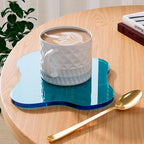 Acrylic Coaster for Desk, Clear Bar Drink Coaster, Clear Cloud Shape Coffee Cup Coaster, Perfect for Tabletop Protection and Accessories Display. - color: Transparent Blue