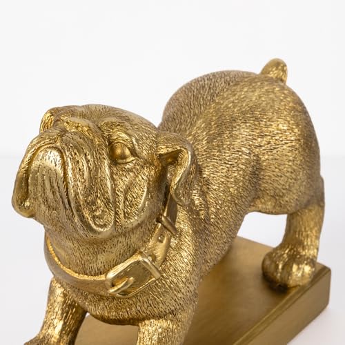 Decorative Bookends for Shelves, Dog Book Ends for Heavy Books, Bulldog Statues Bookends for Heavy Books with Anti-Slip Base Book Holders for Home Office Decor (Gold) - color: Gold