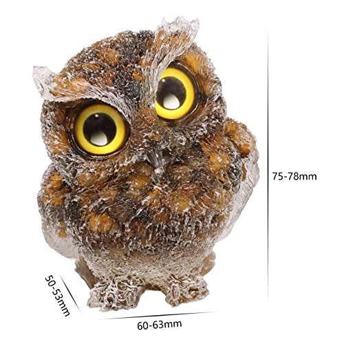 mookaitedecor Tiger's Eye Owl Statue Sculpture Stone, Carved Animals Night Owl Figurine Crystal Ornament for Desktop Office Home Decor, 3 Inch - color: Brown, size: 3 Inch