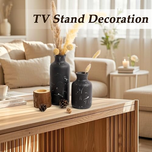 Resin 3 Piece Vase Set, Farmhouse Decor, Home Decorative Vase, Vases for Your Kitchen, Bedroom, Office, Living Room, Bathroom, & Shelf Centerpiece Table Decorations, Black Marble Look - color: Black Marble Look