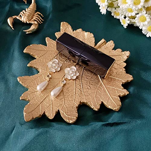 Jewelry Dish, Resin Small Leaf Shaped Ring Holder Jewelry Organizer, Trinket Dish Mini Tray for Christmas Birthday Wedding Gifts - color: Maple
