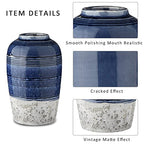 Decorative Ceramic Vases for Home Decor Two Tone Boho Flower Vase for Table Centerpieces Big Blue Pottery Vase Table Flowers Decor Vase Living Room Shelf Fireplace - style: Rustic Blue