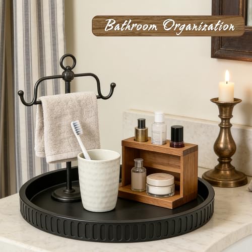 12in Decorative Tray for Coffee Table Tray Decor, Black 100% Solid Concrete Decorative Round Tray for Kitchen, Living Room, Home Decor - color: Concrete Black