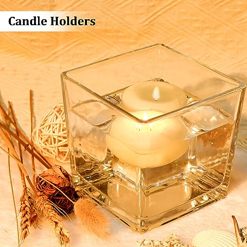 Set of 6 Square Glass Vases 5" x5" x 5", Clear Flower Vases for Centerpieces, Candle Holder for Wedding Party Events, Home Décor - size: 5inch