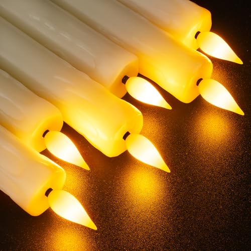 Homemory 2 PCS Flameless Taper Candles with Remote and Timer, 9.6 inch Ivory LED Candle Sticks Battery Operated, Dripless Real Wax Window Candles with 3D Flickering Flame for Fireplace Christmas - style: Farmhouse - Ivory 9.6"